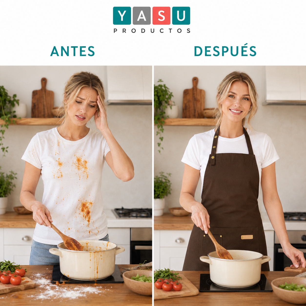 Antes y despues delantal